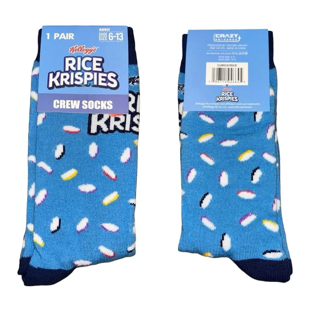 4x Rice Krispies Novelty Crew Socks Adult Set Size 6-13